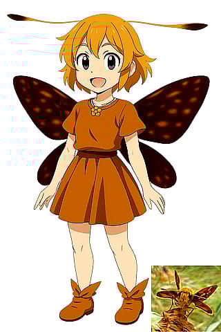 Insect photos turned into Anime girls using ChatGPT.'