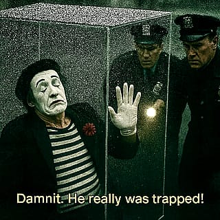 He was either the best or the worst mime ever.'