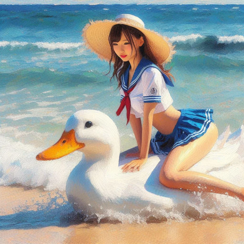 A girl and her duck. picture 1 of 1