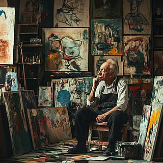 Painter in his studio'