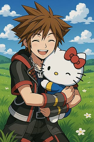 Sora Hugging Hello Kitty'