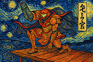 Samus Aran from Metroid / Van Gogh'