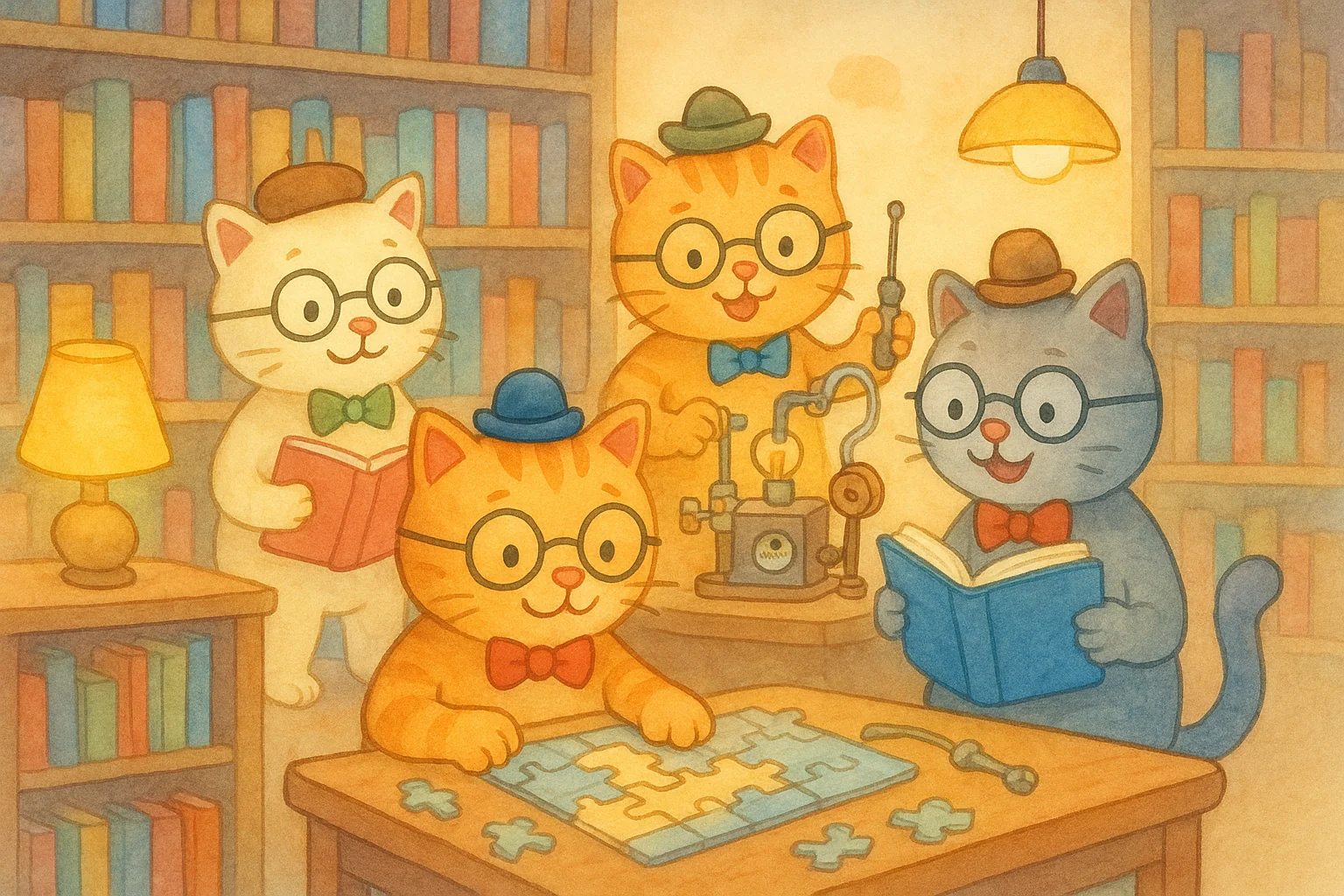 Funny clever cats (children's storybook illustration) picture 1 of 1