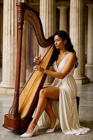 Sofia with her harp'