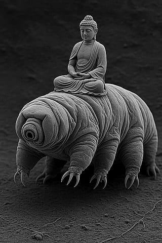 Electron micrograph of Buddha riding tardigrade'