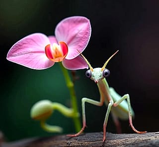 Mantis and the flower'