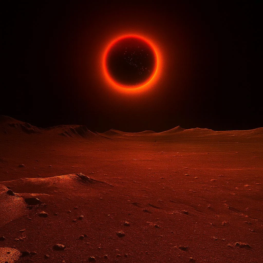 Lunar eclipse from the moon. Used Dream wombo and copilot for fine-tune the image. Edited in Snapseed to give realistic look. picture 1 of 1