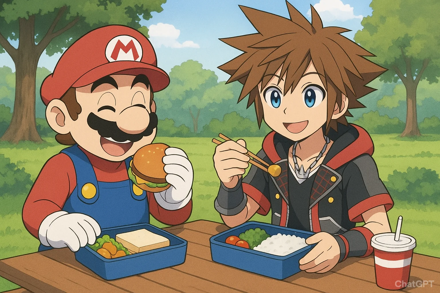 Mario and Sora Having lunch picture 1 of 1