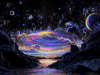 My attempt at a glowing cosmic landscape'