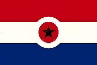 Flag of Japan in the style of Ghana'