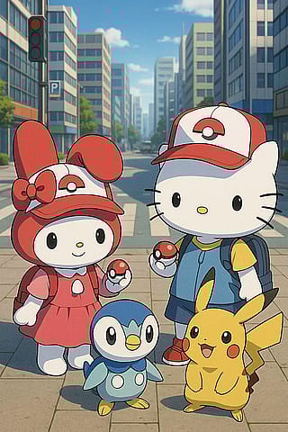 Hello Kitty and My Melody as Pokemon Trainers'