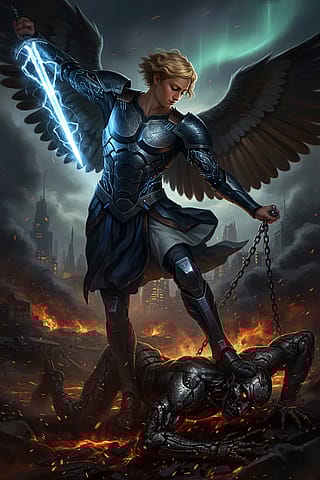Michael defeating devil - Modern Take'