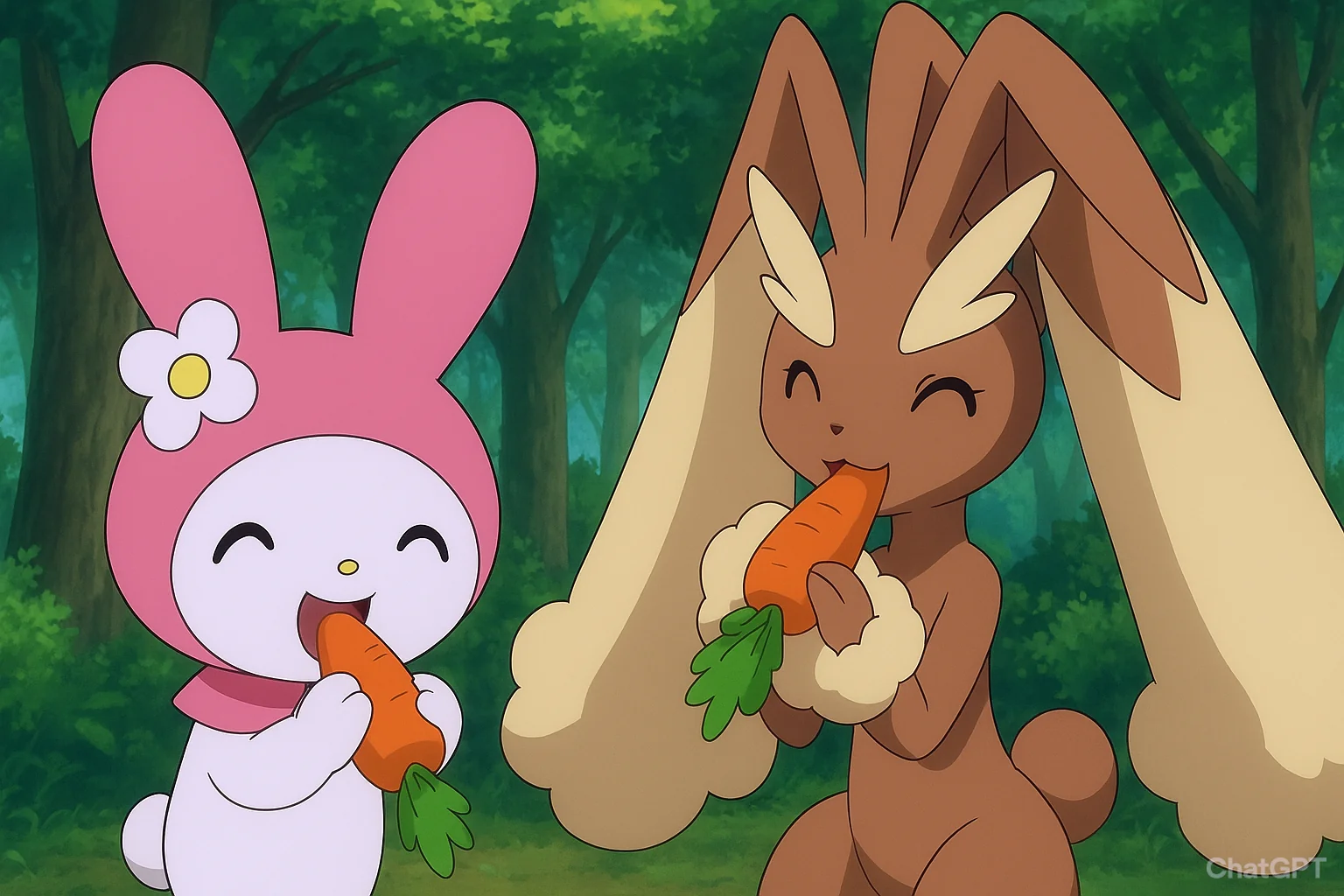 My Melody and Lopunny having carrots picture 1 of 1
