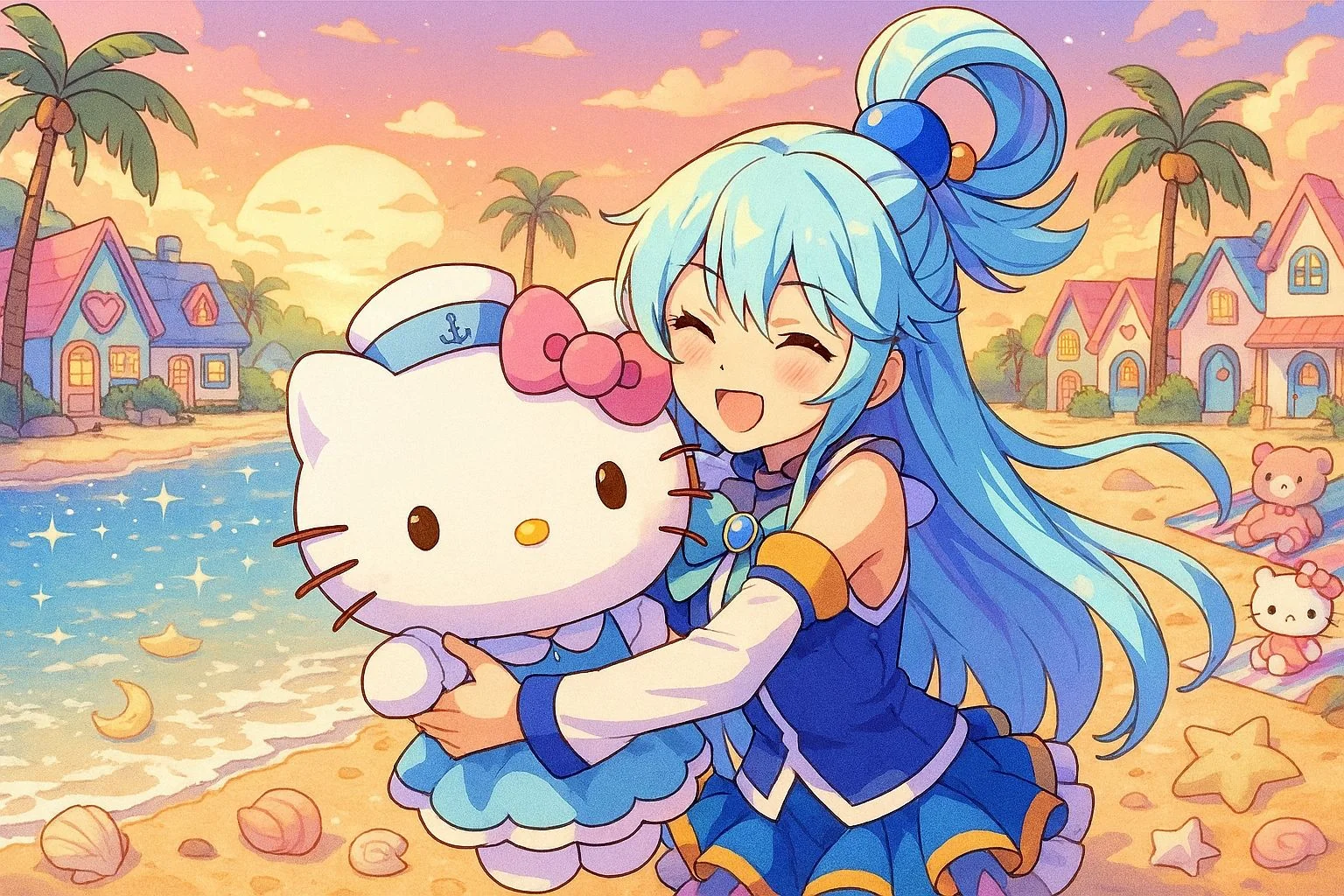Aqua Hugging Hello Kitty Plushie picture 1 of 1
