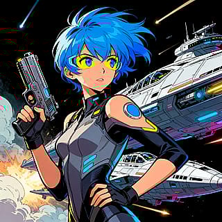 Character concept for 90s style anime space character'