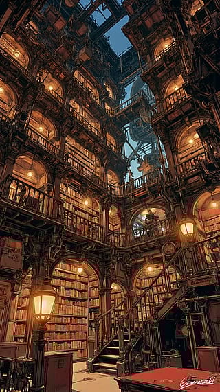 Cathedral of Endless Books / Phone Wallpaper Archives'