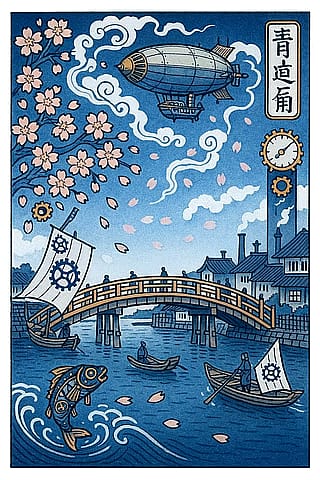 Steam Sakura over Nihonbashi'