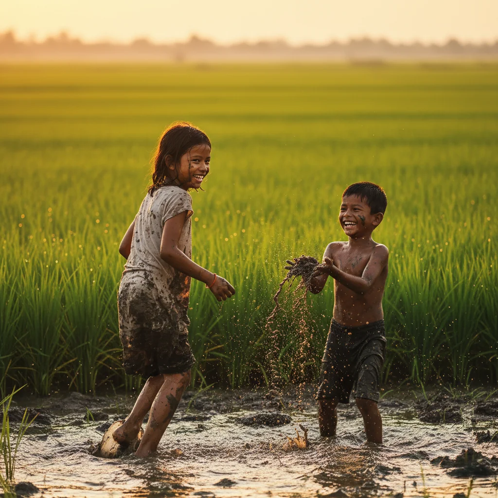 Running free, laughing in the mud — childhood at its purest picture 1 of 1