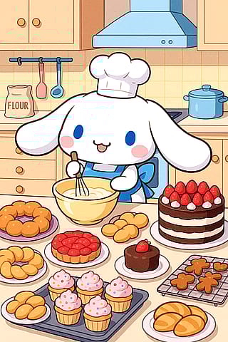 Cinnamoroll Baking Lots of Sweets'