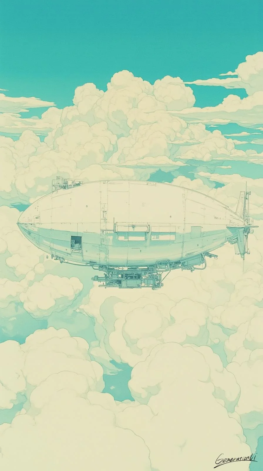 Airship Above the Sea of Clouds / Phone Wallpaper Archives picture 1 of 1