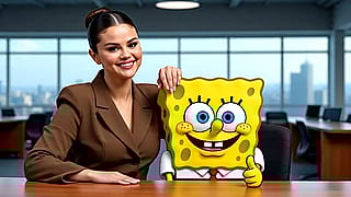 Spongebob Squarepants and Selena Gomez'