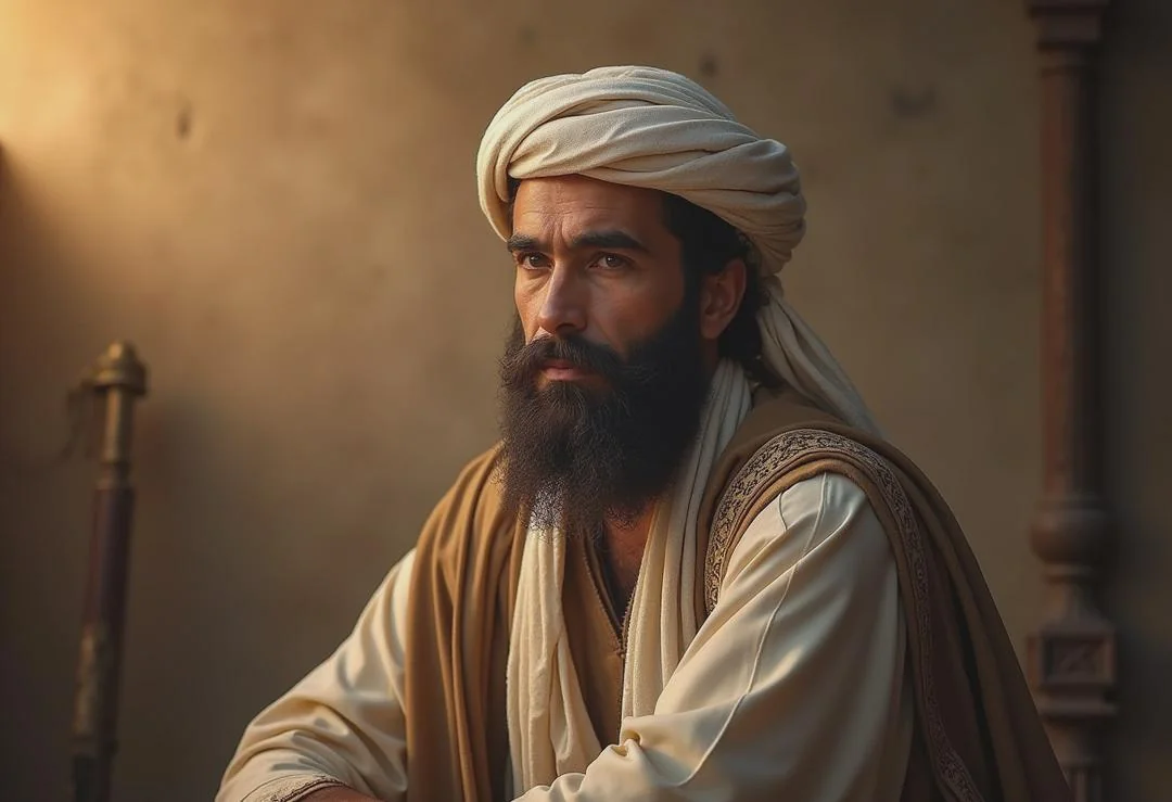 The Prophet Muhammad sits and reflects in a room picture 1 of 1