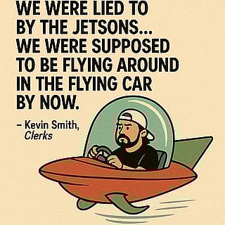 “We were lied to by The Jetsons… We were supposed to be flying around in the flying car by now.” - Kevin Smith, Clerks'