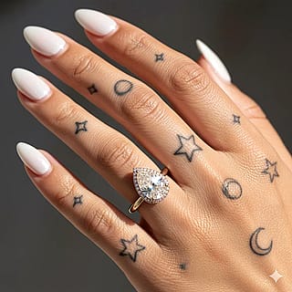 Wedding ring with hand tattoos'