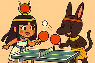 Set and Isis playing ping pong'