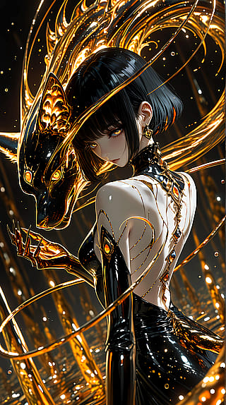 Strength and sorrow, cast in gold'