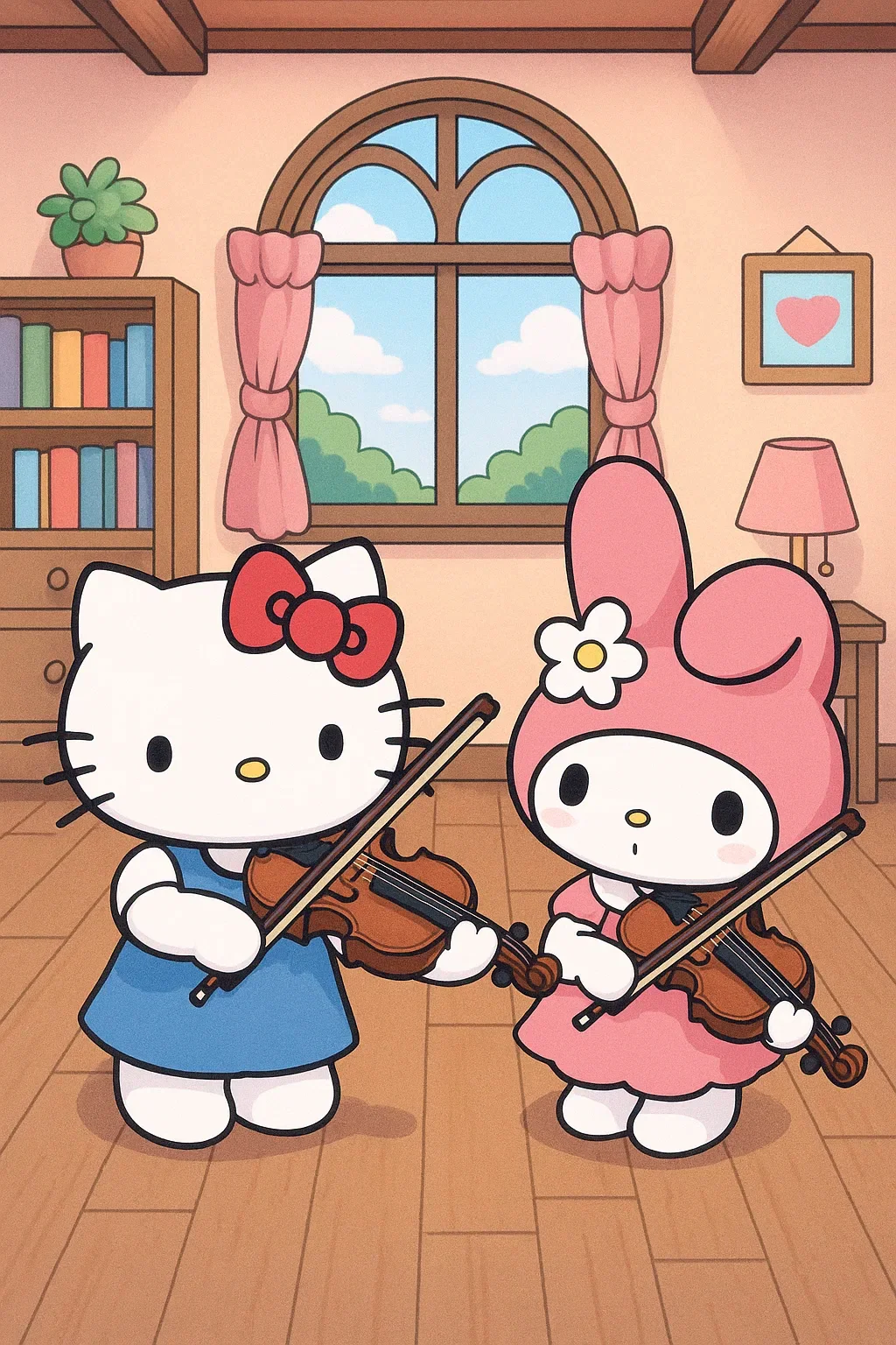 Hello Kitty and My Melody Playing a Violin picture 1 of 1