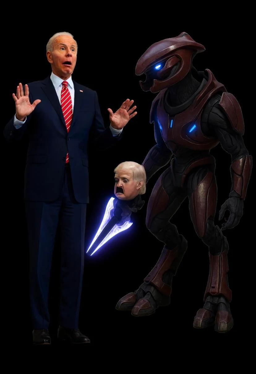 I wanted evil looking trump as an elite from halo and scared joe biden but I think it took it differently picture 2 of 2