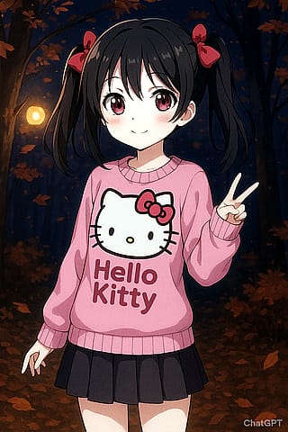 Nico Yazawa wearing a Hello Kitty Sweater'