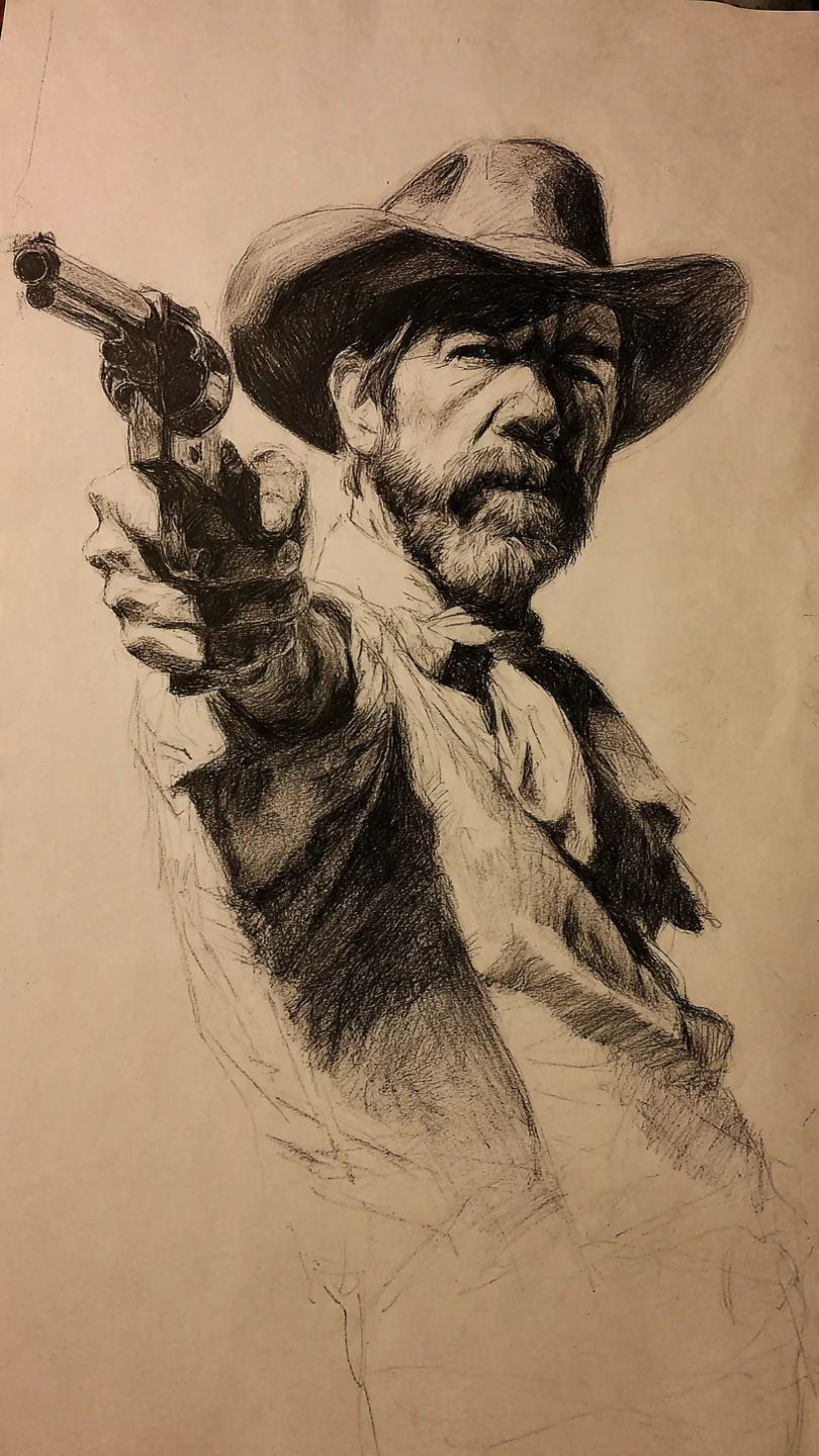 Almost Complete Hand Draw Sketch of Chuck Norris picture 1 of 1