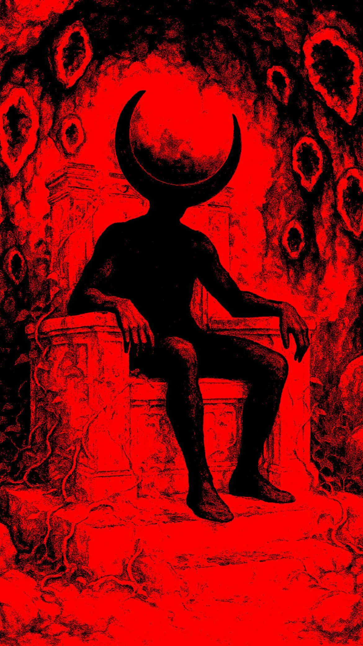 Crescent Head sits on a red throne. Crescent Head hates. Crescent Head rules over us all. picture 1 of 1