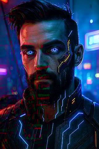 Cyberpunk inspired male portrait'