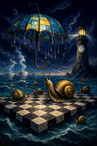 March of the Snails Beneath the Stormy Sky'