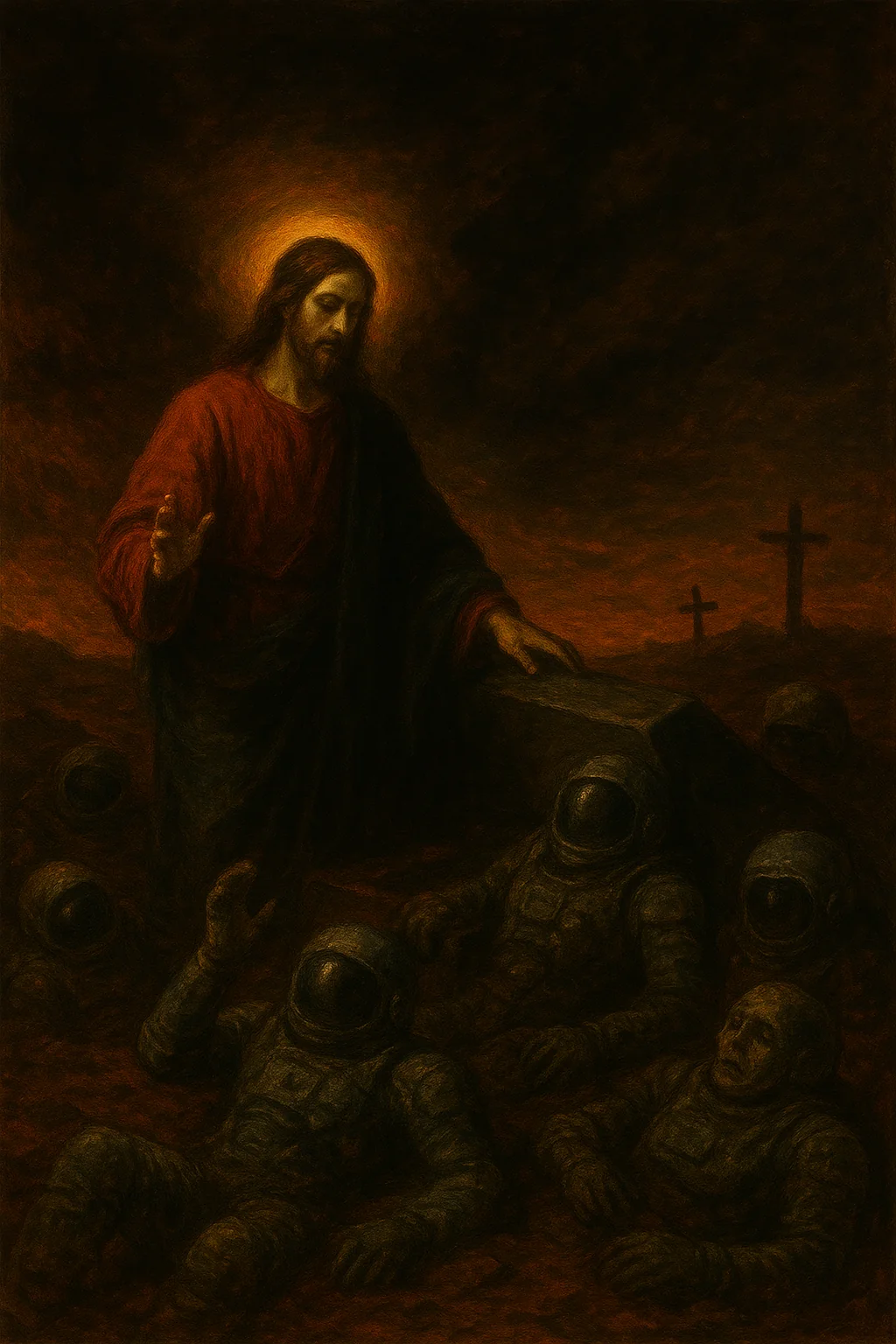 Jesus Watches Over the Fallen on Mars, 2345 AD picture 1 of 1