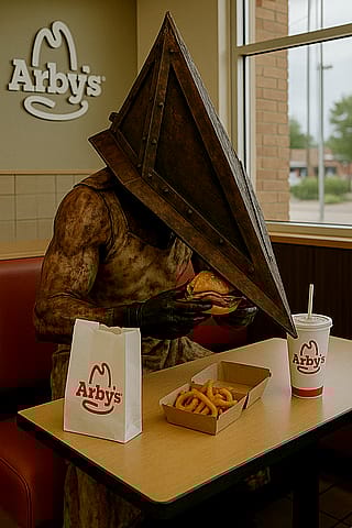 Pyramid Head Eating at Arbys'
