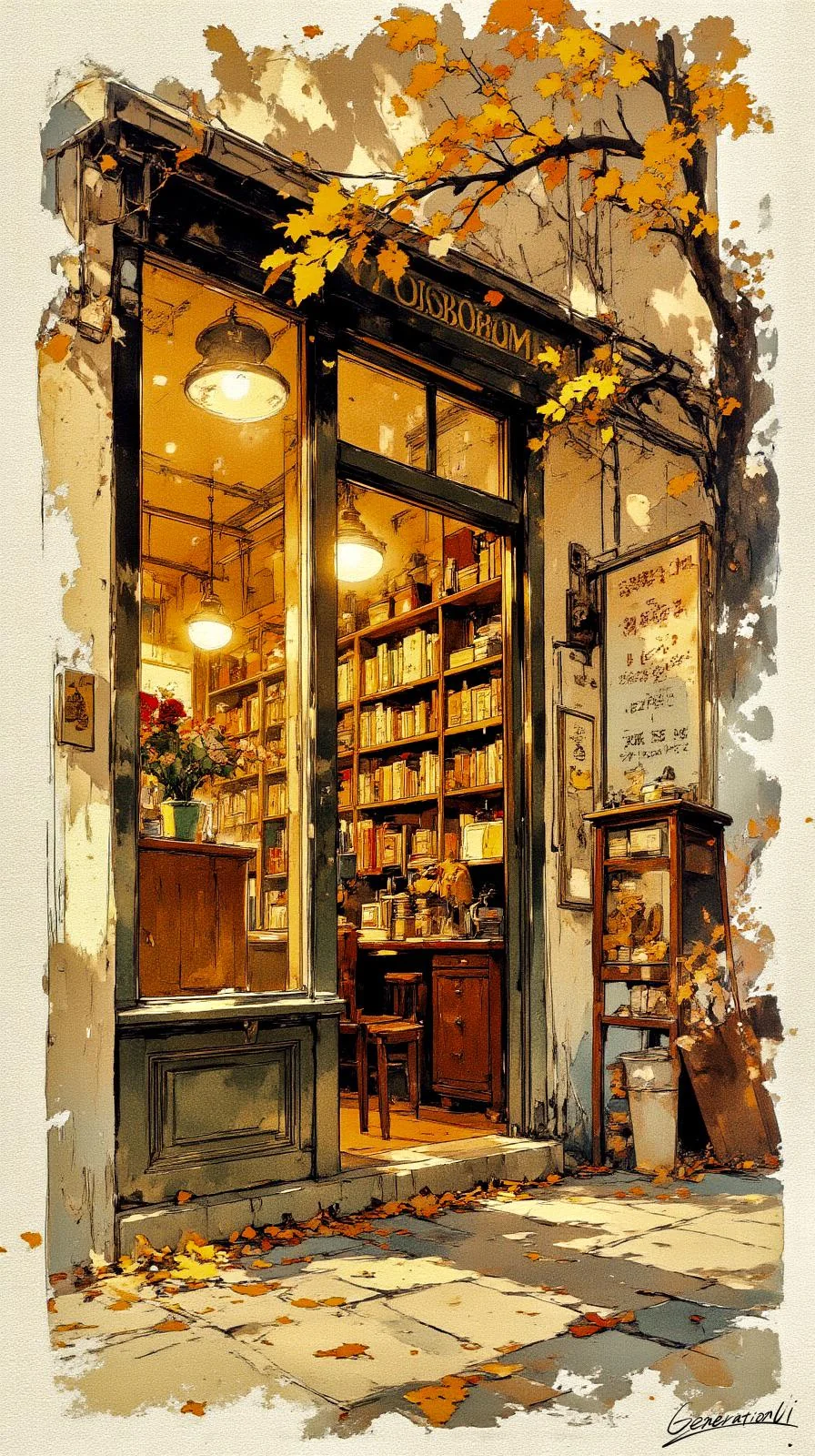 An Autumn Afternoon at the Bookstore / Phone Wallpaper Archives picture 1 of 1