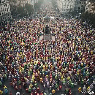 "Teletubbie Cosplay Meeting in a Square"'
