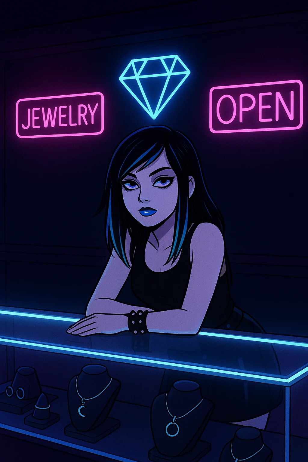 How I imagined certain Jewelry stores as a kid. The lights and the person. picture 1 of 1