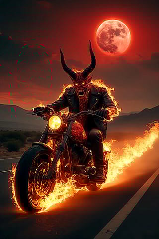 Flaming Red Demon Rider'