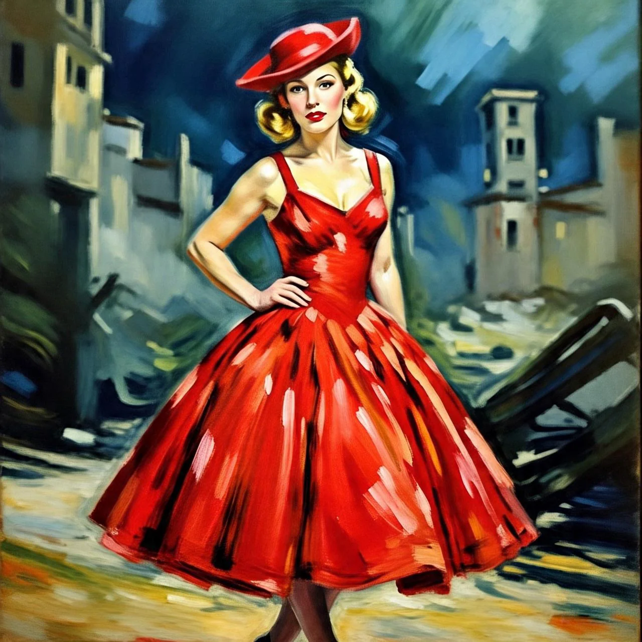 Woman in red dress picture 1 of 1