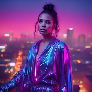 Silhouette In Neon Serenade'