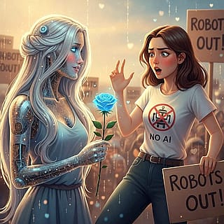 She fought and hated AI, until she fell in love deeply.'