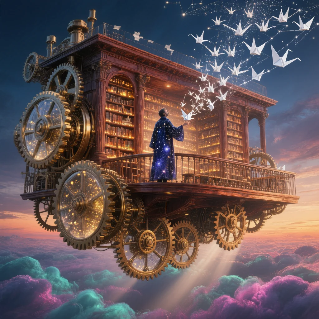 A surreal floating library. picture 1 of 1