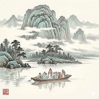 Jesus preaching to Chinese fishermen'