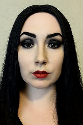 Morticia Addams and Elvira mistress of the dark hair and makeup'