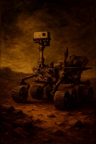 created a Renaissance-style painting of a Mars rover.'